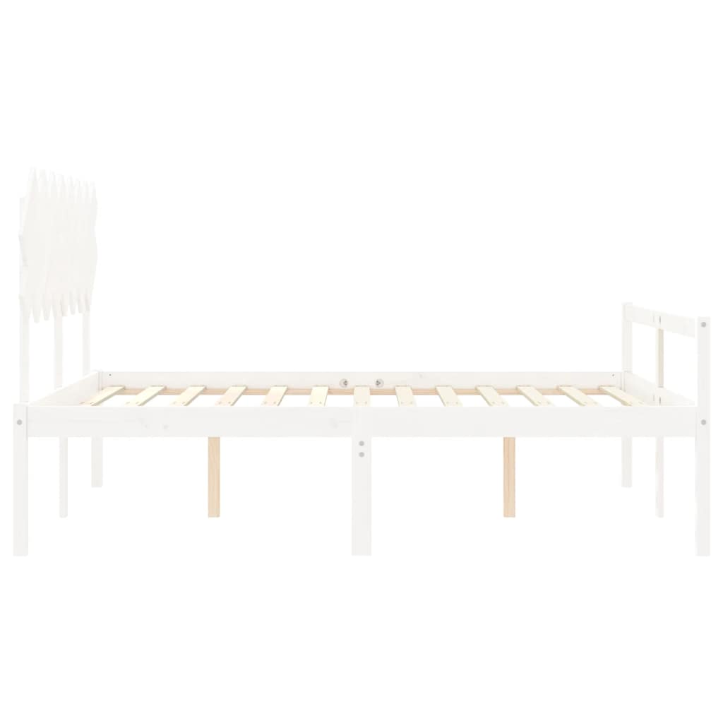 Letto per Anziani con Testiera Bianco 160x200 cm Legno Massello