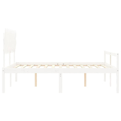 Letto per Anziani con Testiera Bianco 160x200 cm Legno Massello