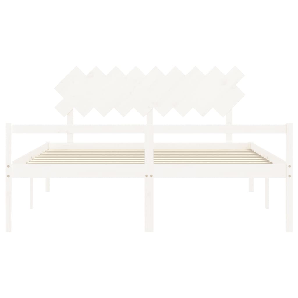 Letto per Anziani con Testiera Bianco Super King Legno Massello