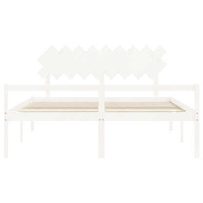 Letto per Anziani con Testiera Bianco Super King Legno Massello