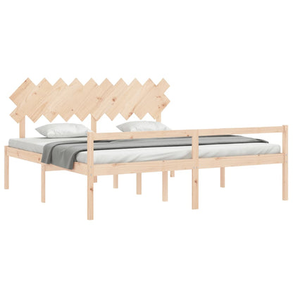 Letto per Anziani con Testiera 200x200 cm in Legno Massello