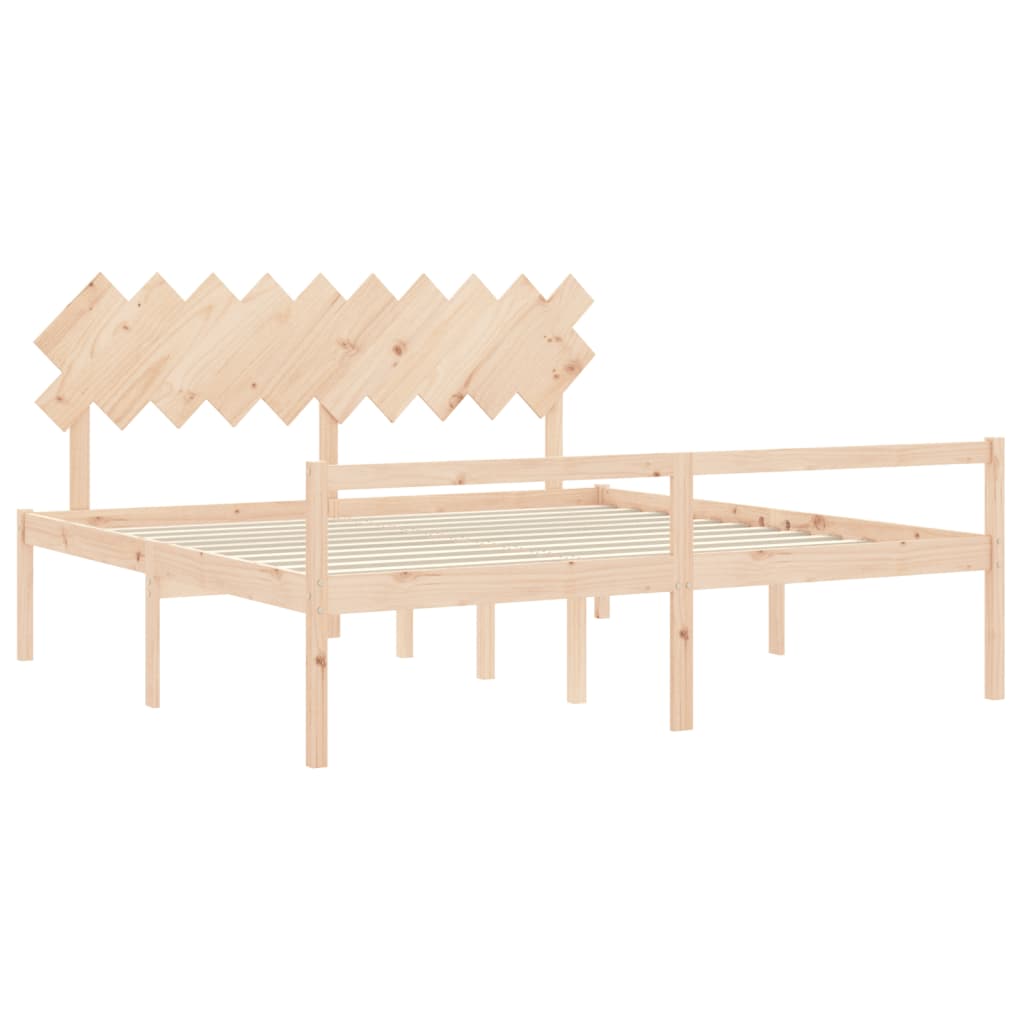 Letto per Anziani con Testiera 200x200 cm in Legno Massello