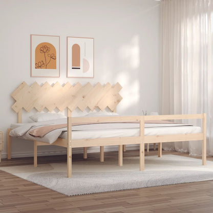 Letto per Anziani con Testiera 200x200 cm in Legno Massello