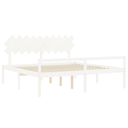 Letto per Anziani con Testiera Bianco 200x200 cm Legno Massello