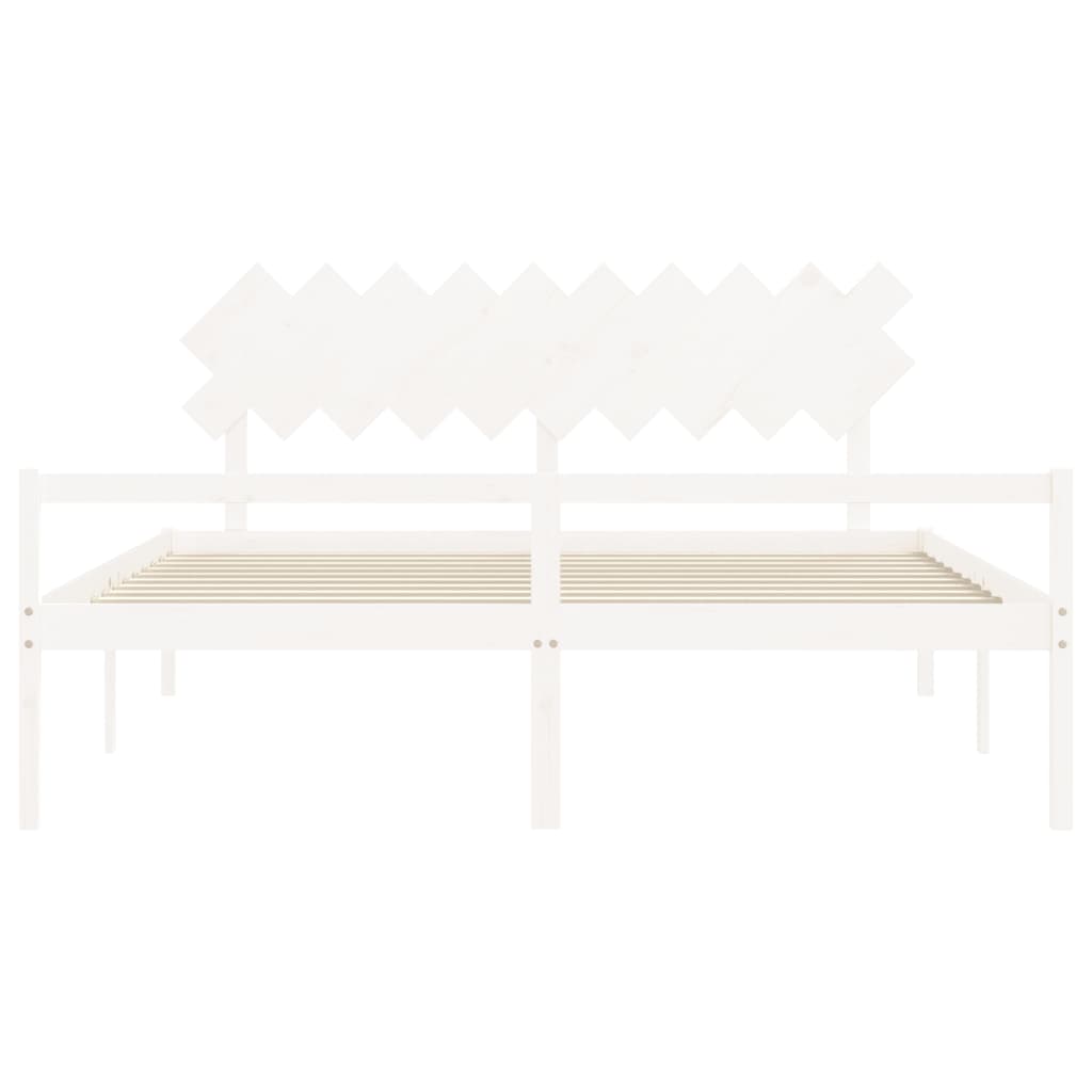 Letto per Anziani con Testiera Bianco 200x200 cm Legno Massello
