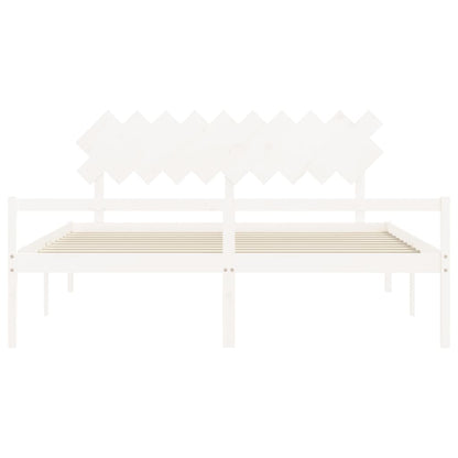 Letto per Anziani con Testiera Bianco 200x200 cm Legno Massello