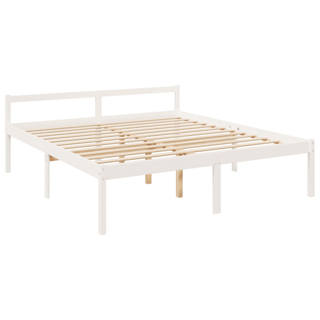 Letto per Anziani con Testiera Bianco 200x200 cm Legno Massello
