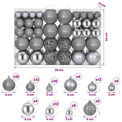 Palline di Natale 100 pz Grigie 3 / 4 / 6 cm