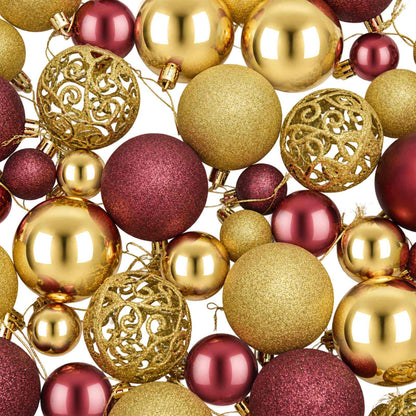 Palline di Natale 100 pz Oro e Rosso Vino 3 / 4 / 6 cm