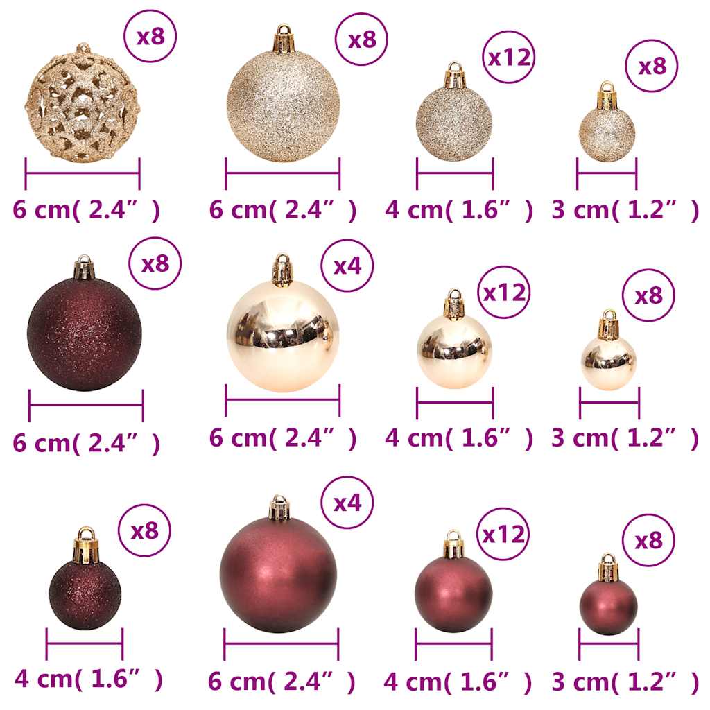 Palline di Natale 100 pz Champagne e Marrone 3 / 4 / 6 cm | homemem39