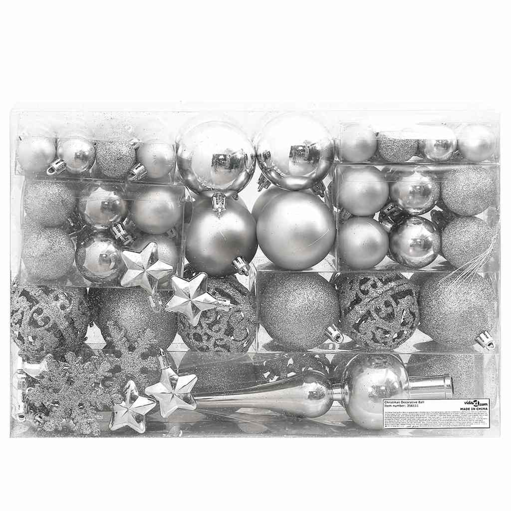 Set Palline di Natale 111 pz Argento in Polistirene | homemem39