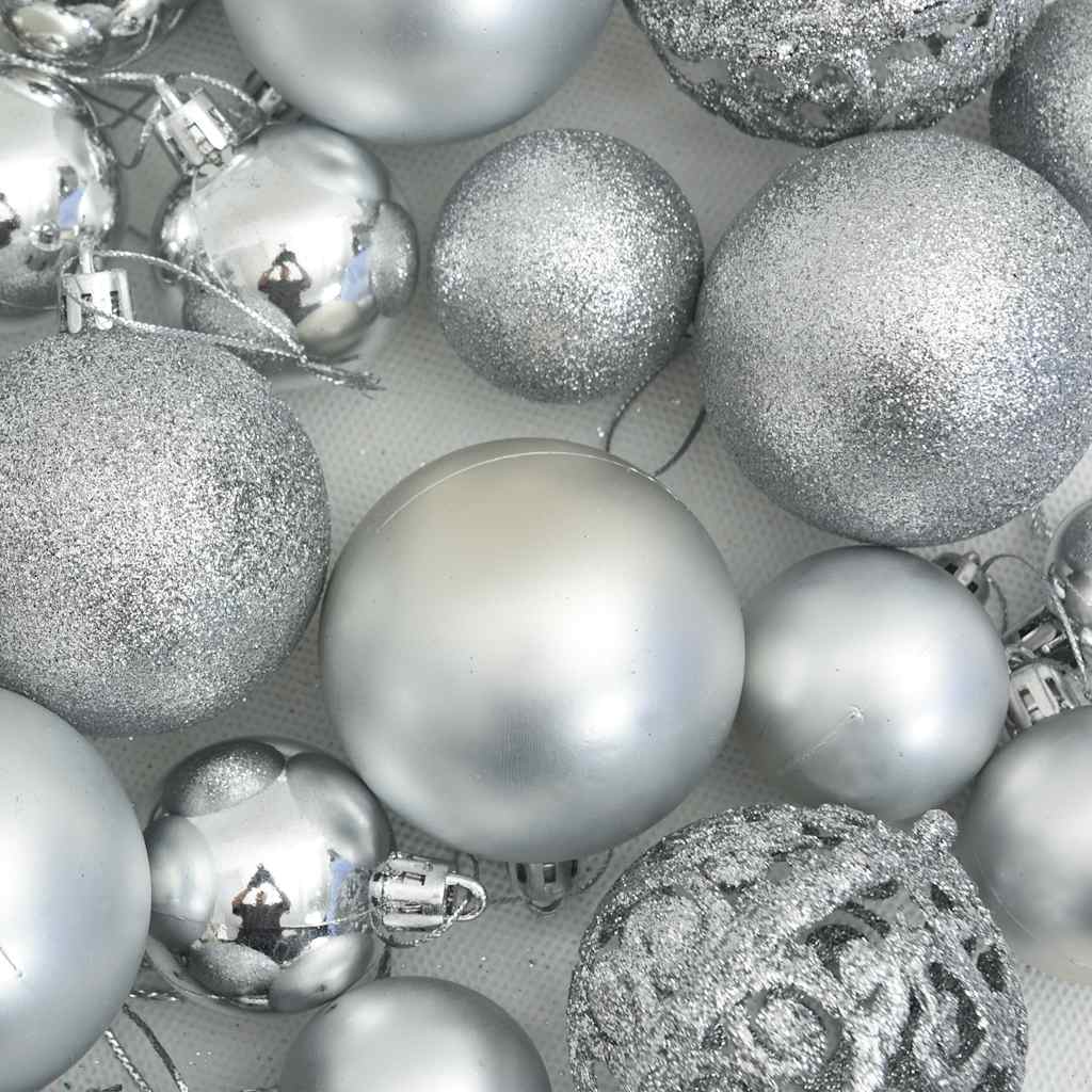 Set Palline di Natale 111 pz Argento in Polistirene | homemem39
