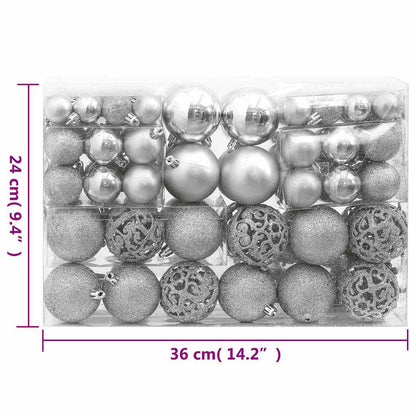 Set Palline di Natale 111 pz Argento in Polistirene | homemem39
