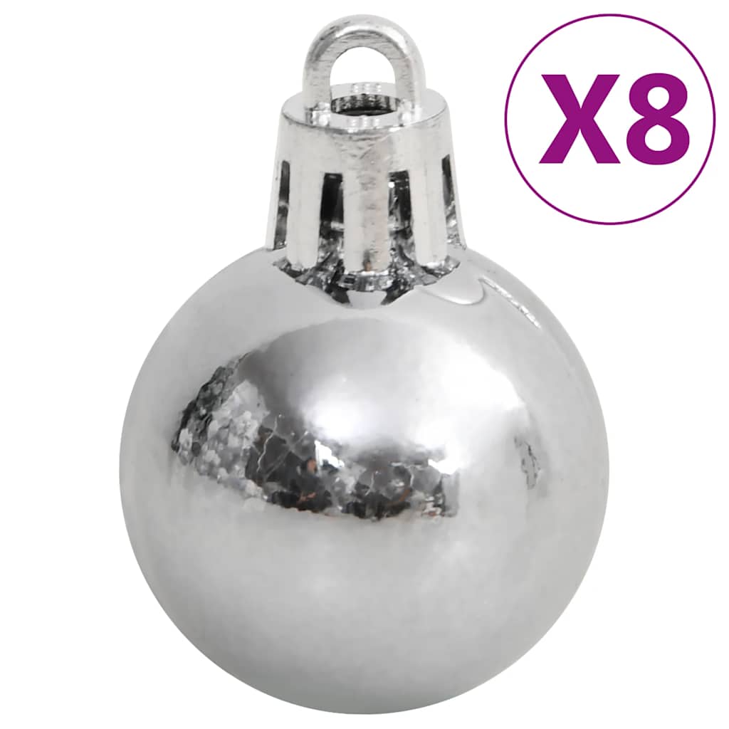 Set Palline di Natale 111 pz Bianco e Grigio in Polistirene | homemem39