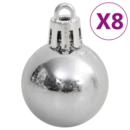 Set Palline di Natale 111 pz Bianco e Grigio in Polistirene | homemem39