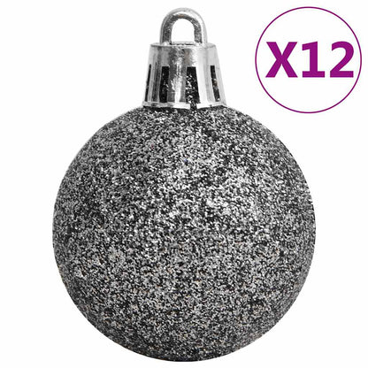 Set Palline di Natale 111 pz Bianco e Grigio in Polistirene | homemem39