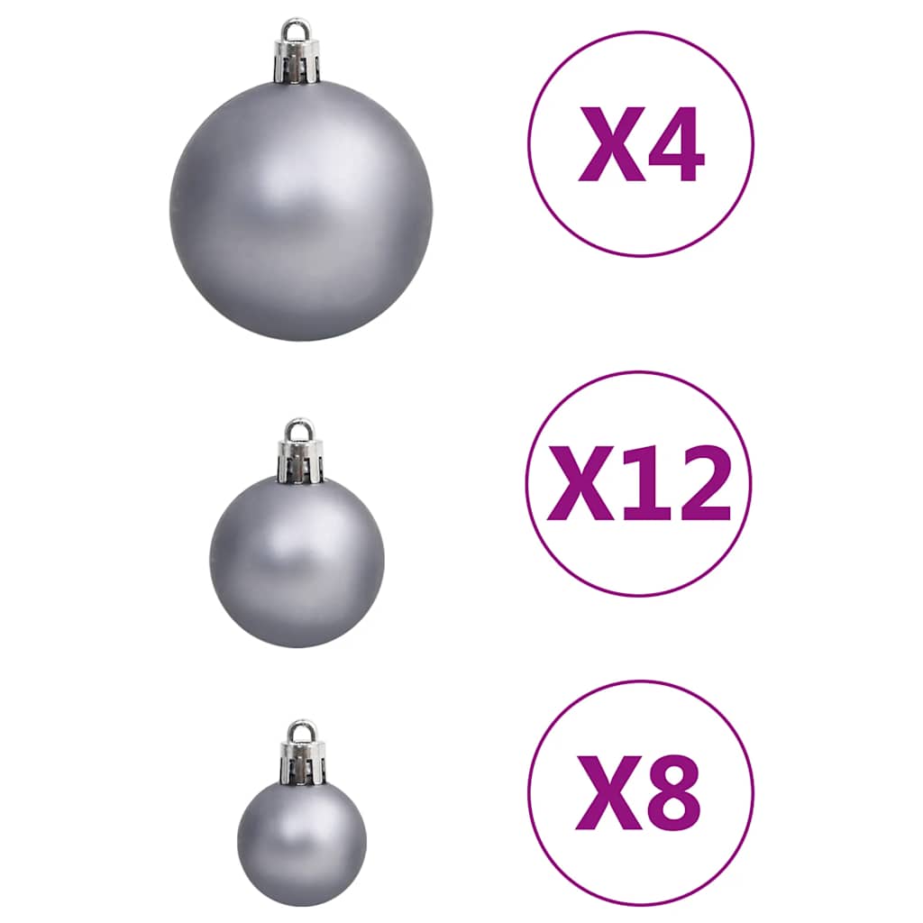 Set Palline di Natale 111 pz Bianco e Grigio in Polistirene | homemem39