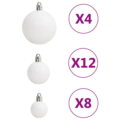 Set Palline di Natale 111 pz Bianco e Grigio in Polistirene | homemem39