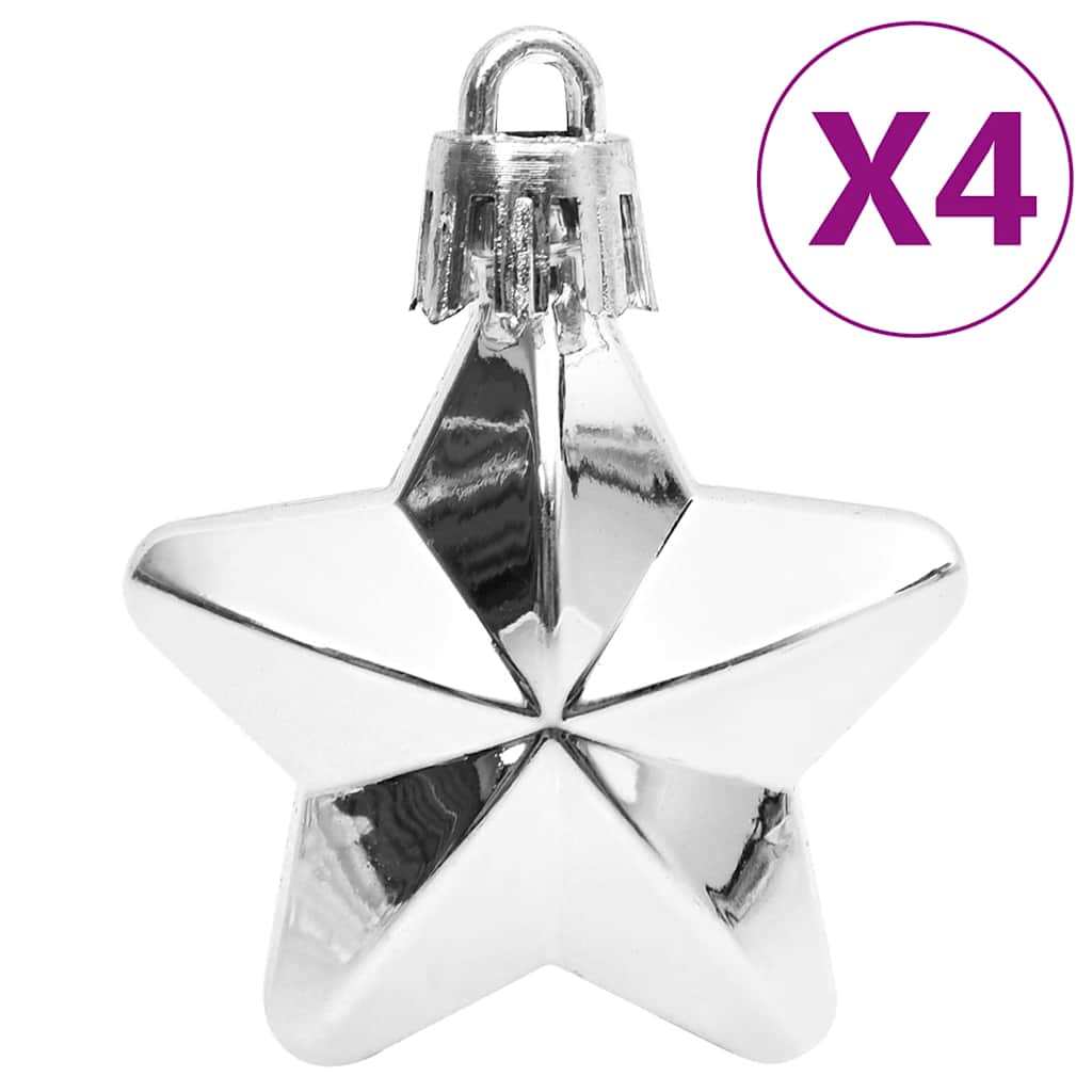Set Palline di Natale 111 pz Bianco e Grigio in Polistirene | homemem39