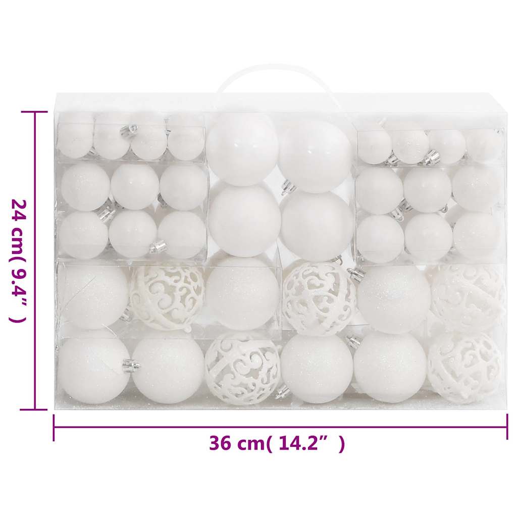 Set Palline di Natale 111 pz Bianco in Polistirene | homemem39