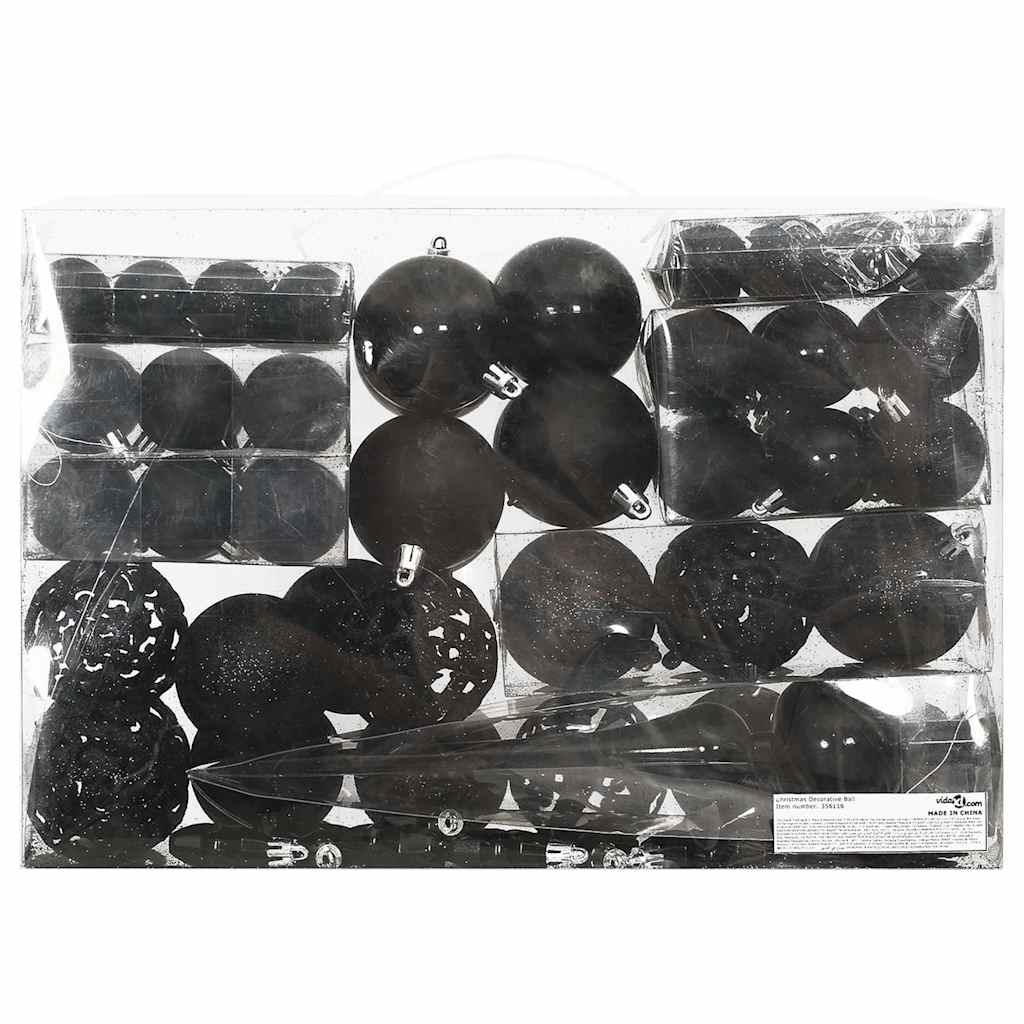Set Palline di Natale 111 pz Nero in Polistirene | homemem39
