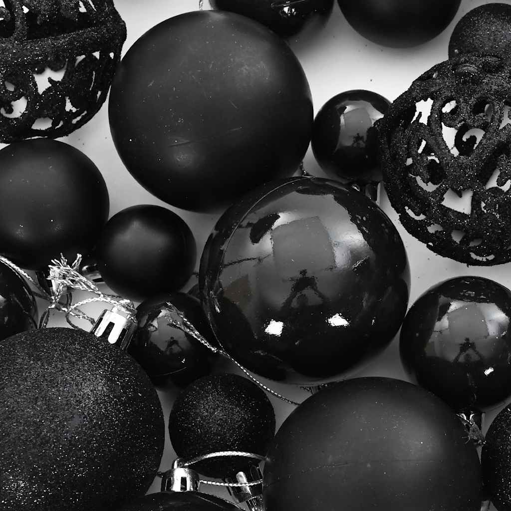 Set Palline di Natale 111 pz Nero in Polistirene | homemem39