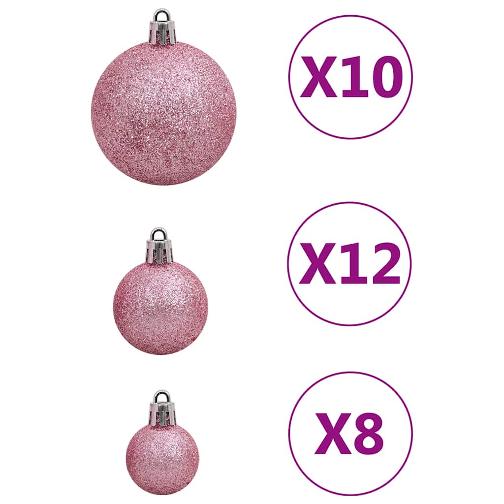 Set Palline di Natale 111 pz Rosa in Polistirene | homemem39