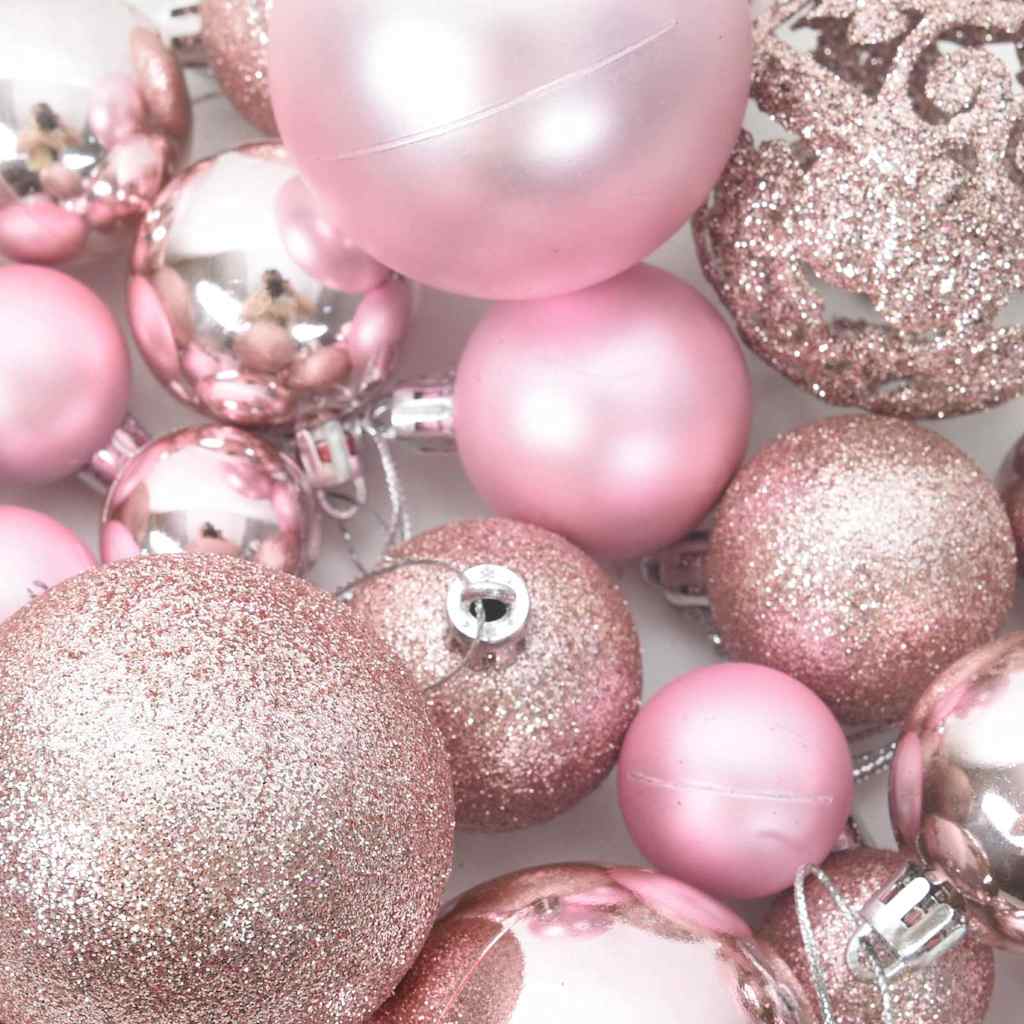 Set Palline di Natale 111 pz Rosa in Polistirene | homemem39