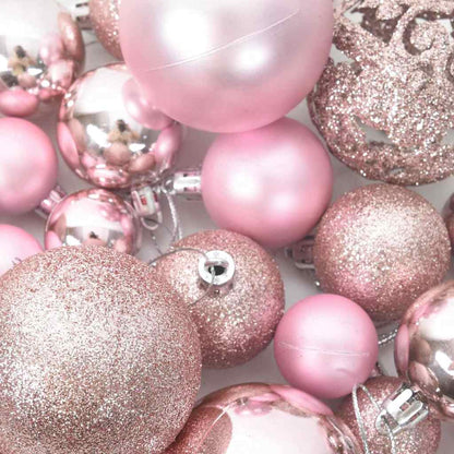 Set Palline di Natale 111 pz Rosa in Polistirene | homemem39