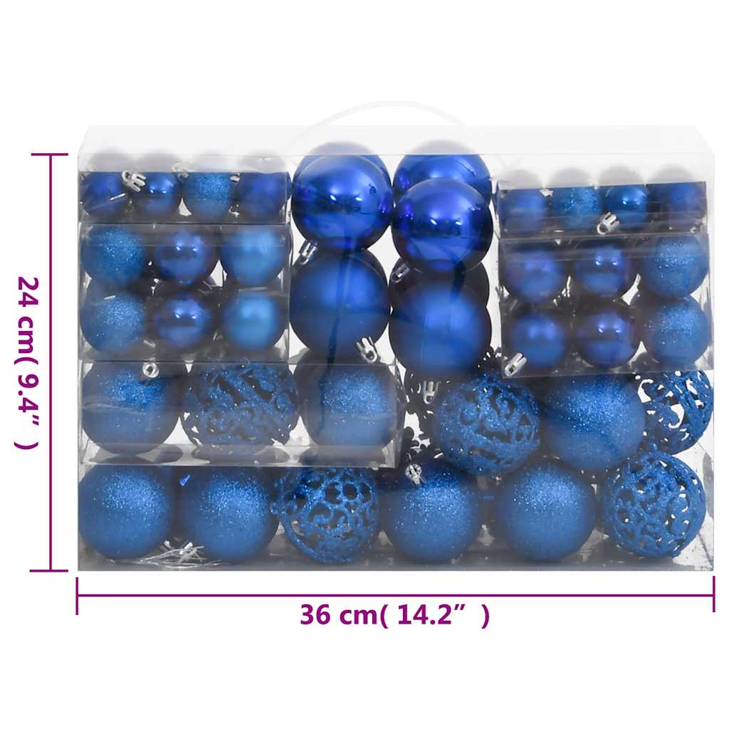 Set Palline di Natale 111 pz Blu in Polistirene | homemem39