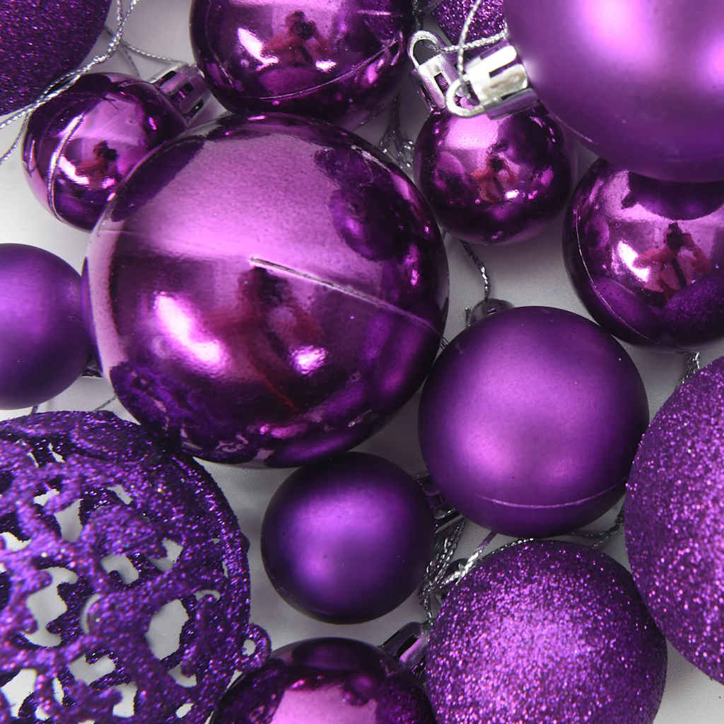 Set Palline di Natale 111 pz Viola in Polistirene | homemem39