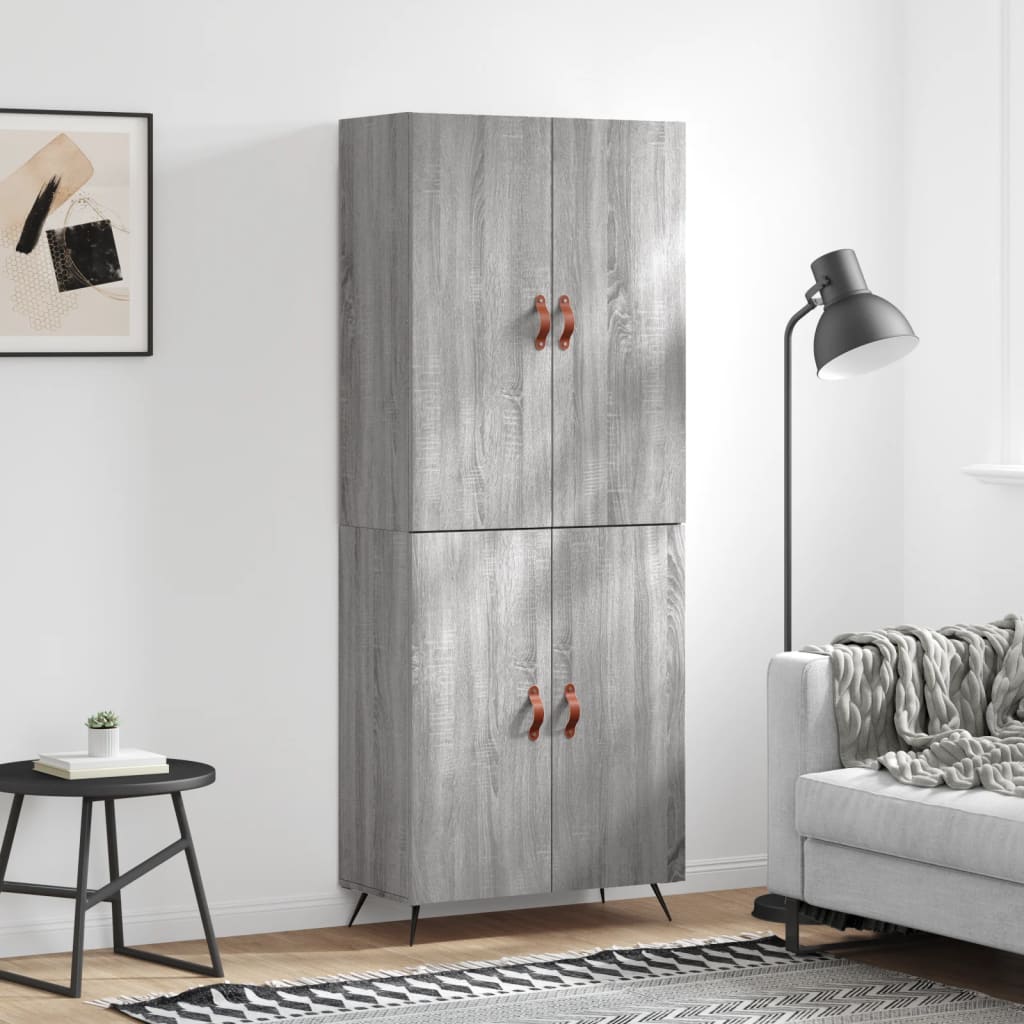 Credenza Grigio Sonoma 69,5x34x180 cm in Legno Multistrato