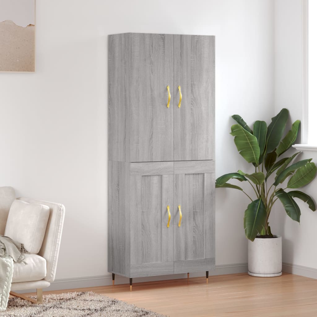 Credenza Grigio Sonoma 69,5x34x180 cm in Legno Multistrato - homemem39