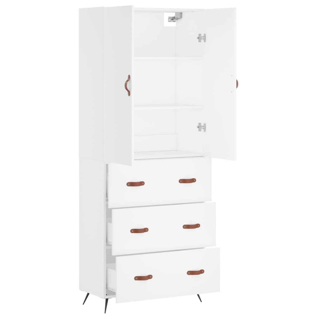 Credenza Bianca 69,5x34x180 cm in Legno Multistrato | homemem39
