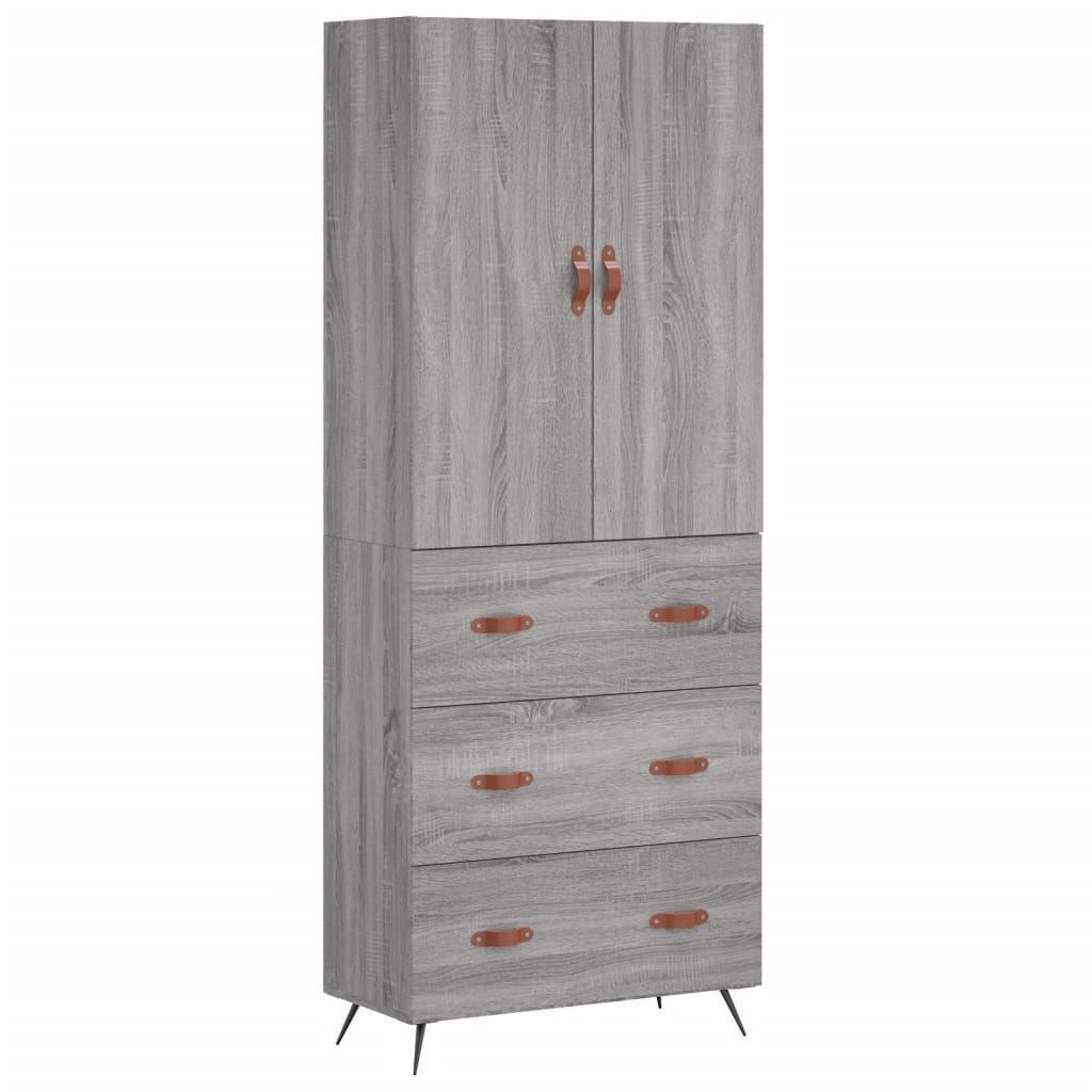 Credenza Grigio Sonoma 69,5x34x180 cm in Legno Multistrato - homemem39