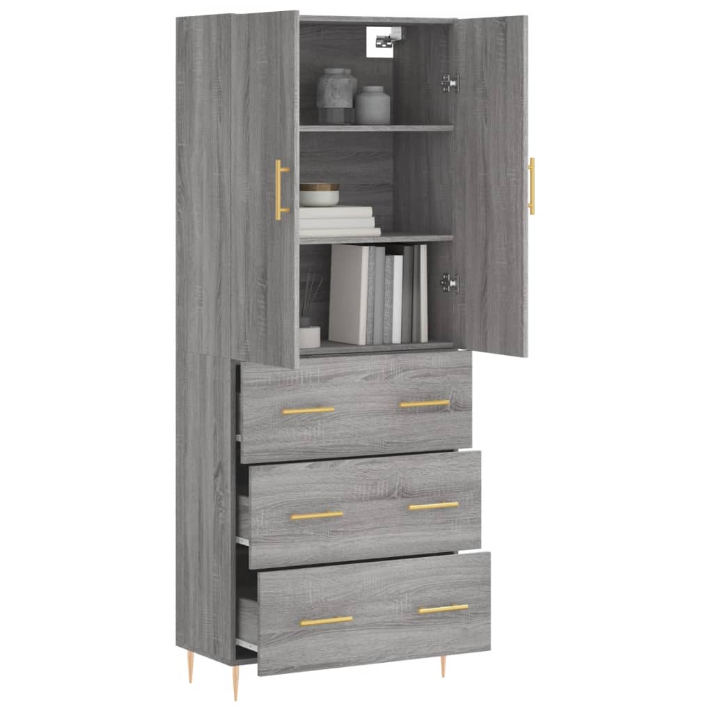 Credenza Grigio Sonoma 69,5x34x180 cm in Legno Multistrato - homemem39