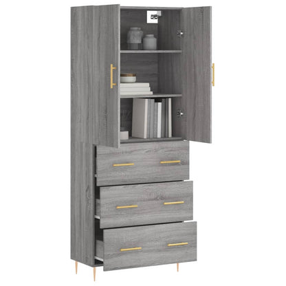 Credenza Grigio Sonoma 69,5x34x180 cm in Legno Multistrato - homemem39