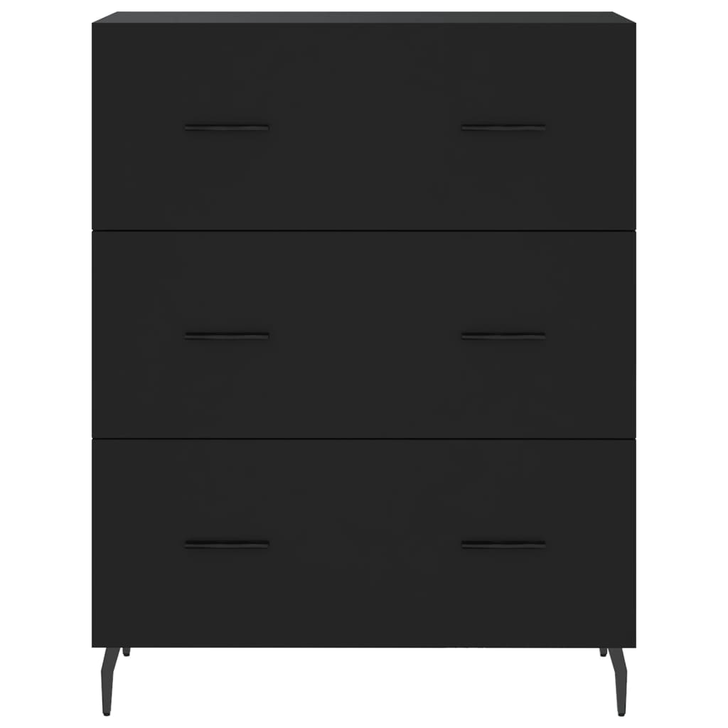 Credenza Nera 69,5x34x180 cm in Legno Multistrato