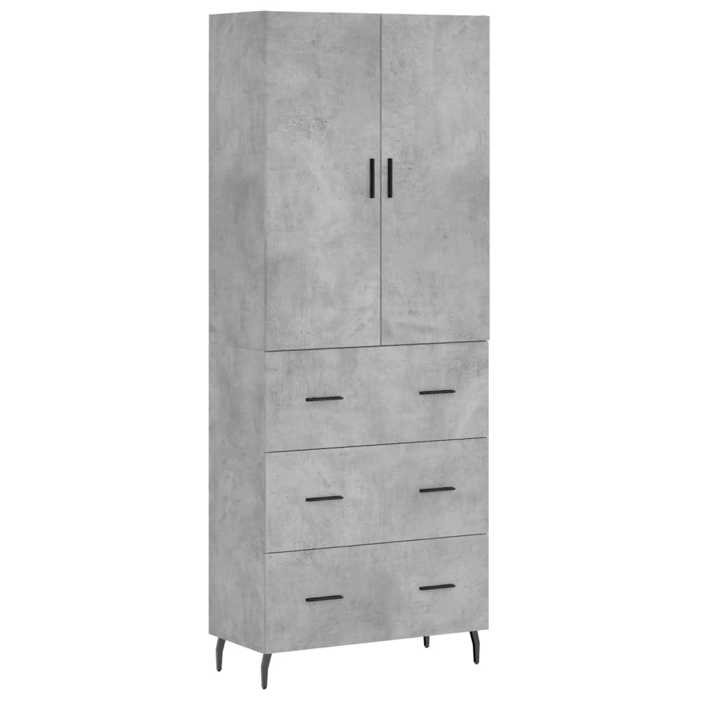 Credenza Grigio Cemento 69,5x34x180 cm in Legno Multistrato