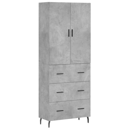 Credenza Grigio Cemento 69,5x34x180 cm in Legno Multistrato