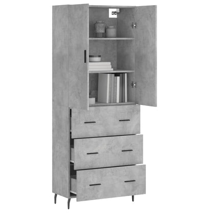 Credenza Grigio Cemento 69,5x34x180 cm in Legno Multistrato