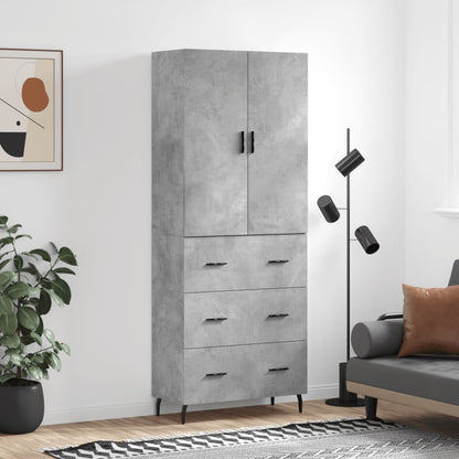 Credenza Grigio Cemento 69,5x34x180 cm in Legno Multistrato