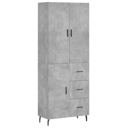 Credenza Grigio Cemento 69,5x34x180 cm in Legno Multistrato