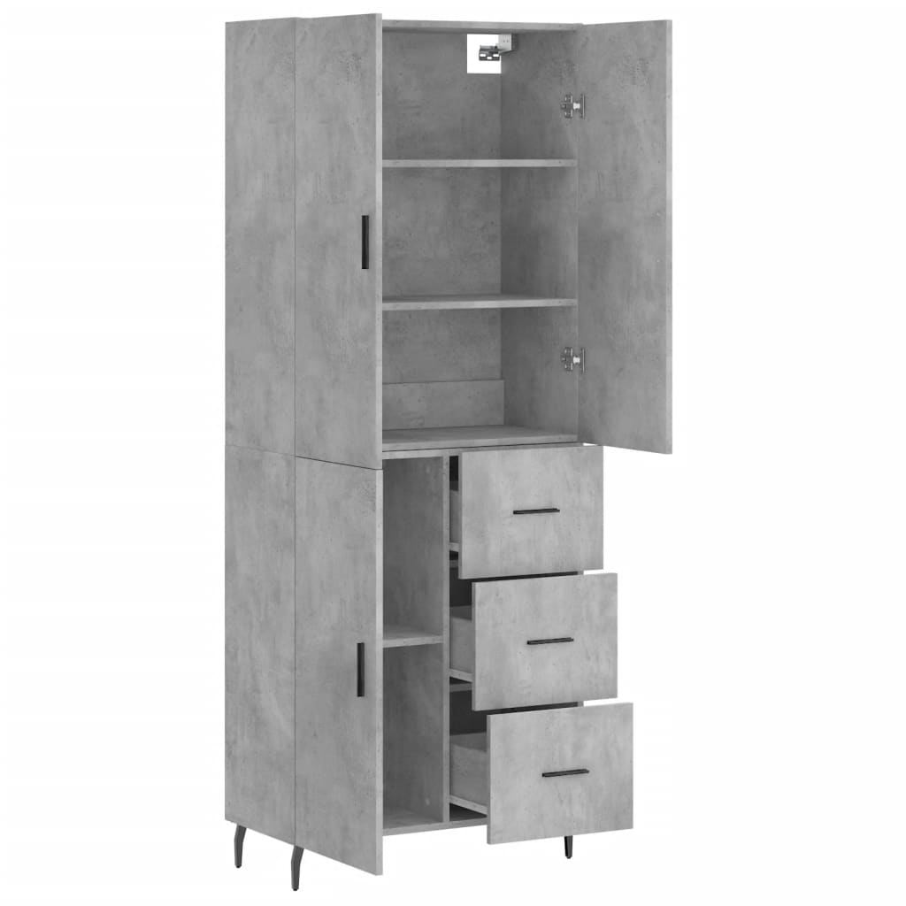 Credenza Grigio Cemento 69,5x34x180 cm in Legno Multistrato