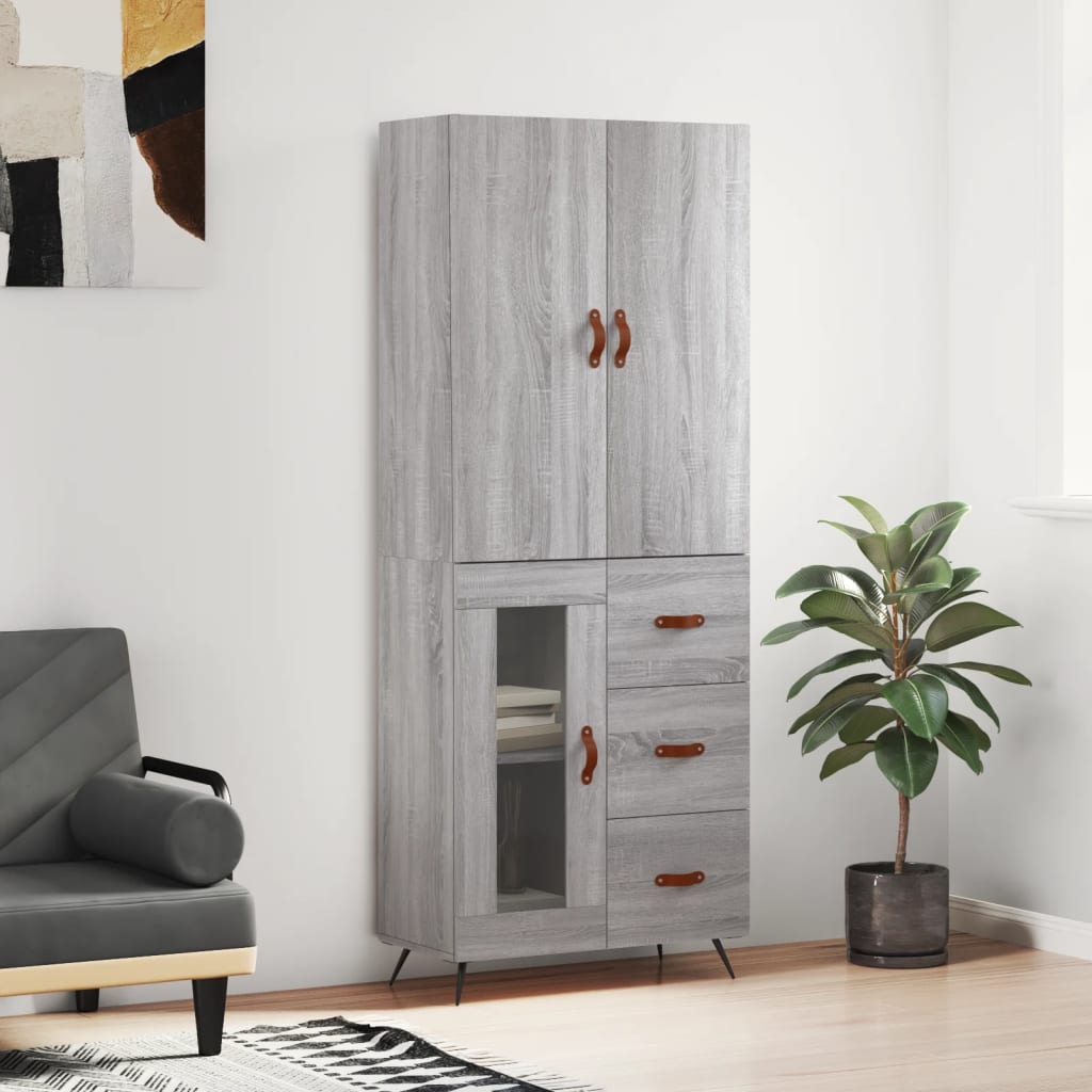 Credenza Grigio Sonoma 69,5x34x180 cm in Legno Multistrato - homemem39
