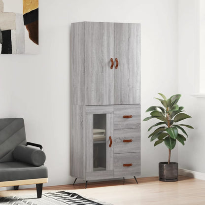 Credenza Grigio Sonoma 69,5x34x180 cm in Legno Multistrato - homemem39