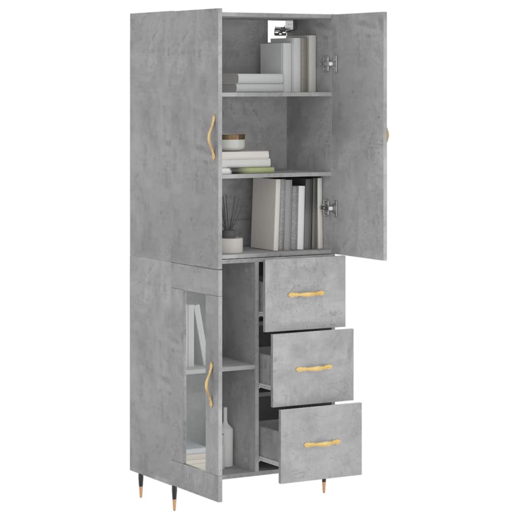 Credenza Grigio Cemento 69,5x34x180 cm in Legno Multistrato - homemem39