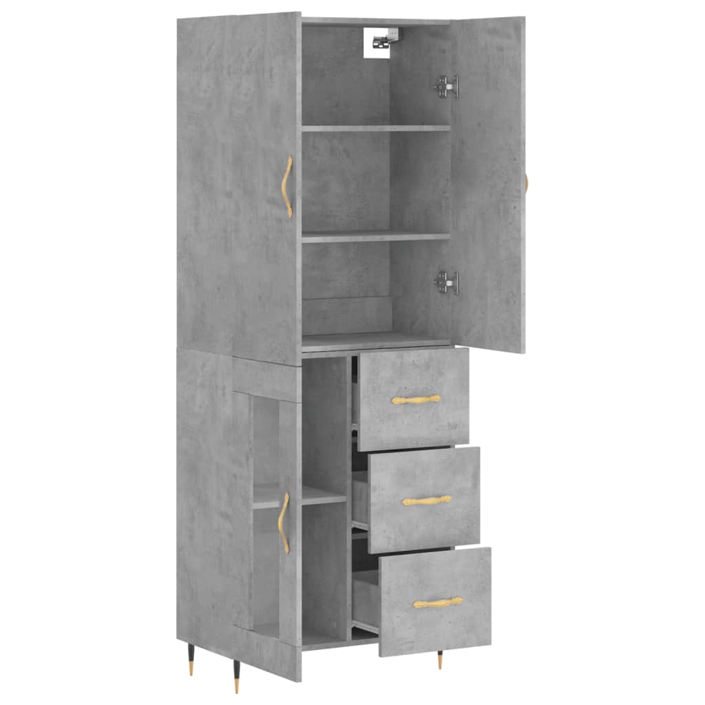 Credenza Grigio Cemento 69,5x34x180 cm in Legno Multistrato | homemem39