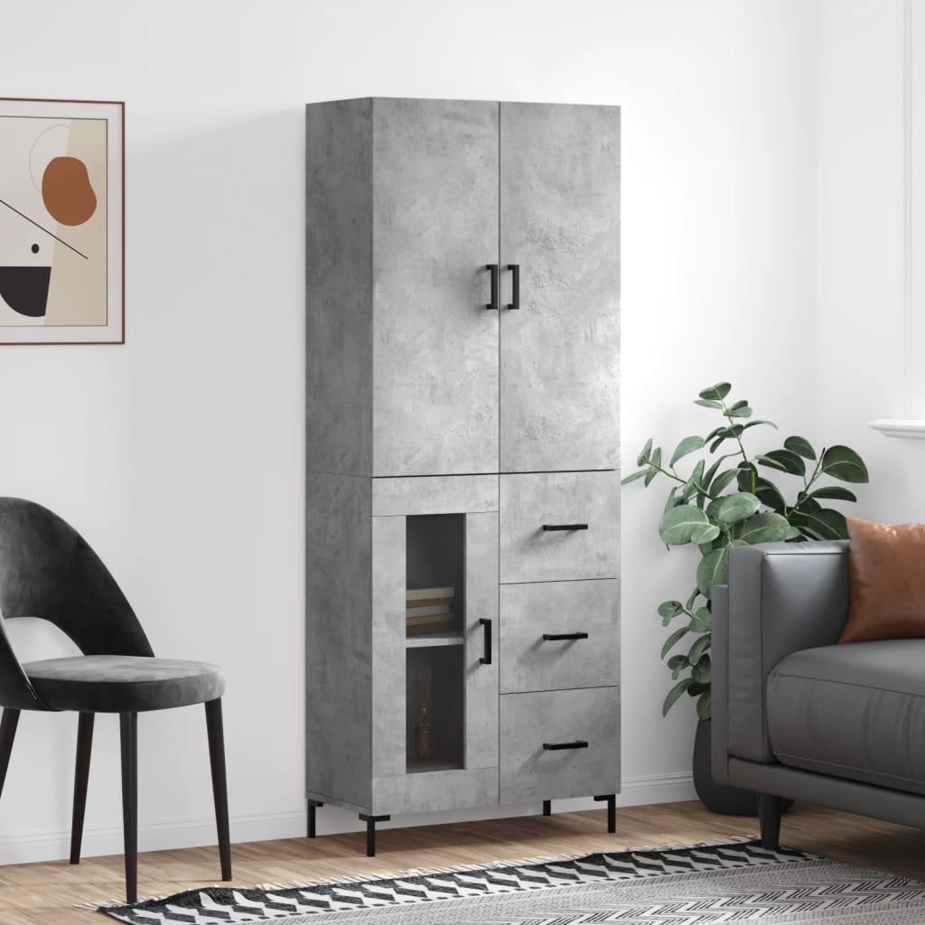 Credenza Grigio Cemento 69,5x34x180 cm in Legno Multistrato - homemem39