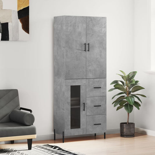 Credenza Grigio Cemento 69,5x34x180 cm in Legno Multistrato - homemem39
